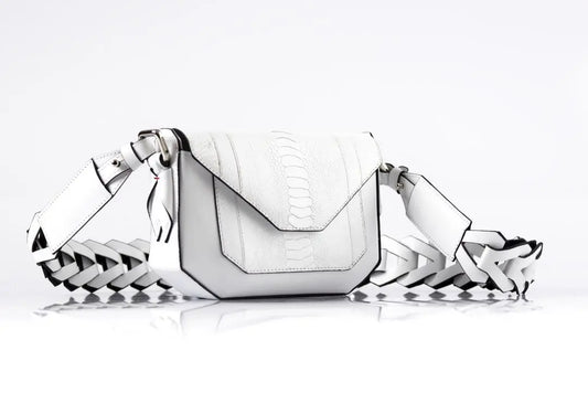 White Lee Ostrich Leather Shoulder Bag Bellabags Bellabags