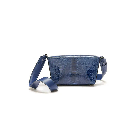 Blue Lottie Ostrich Leather Crossbody Bag Bellabags Bellabags