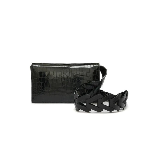 Black Georgia Crocodile Leather Clutch Bag Bellabags Bellabags