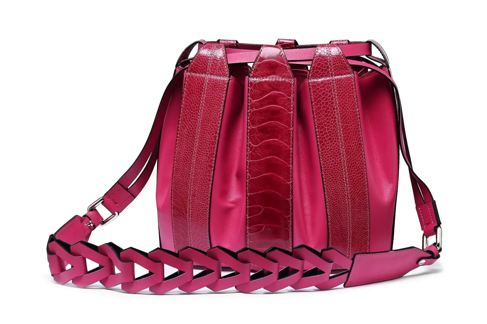 Pink Lyra Ostrich Leather Crossbody Bag Bellabags Bellabags