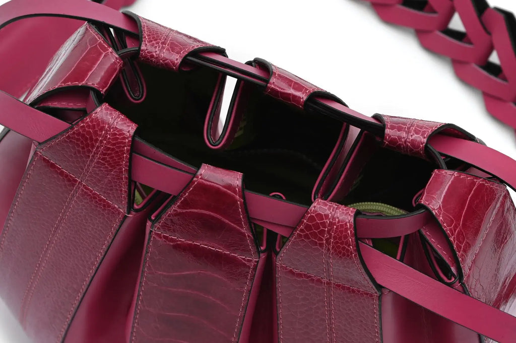 Pink Lyra Ostrich Leather Crossbody Bag Bellabags Bellabags