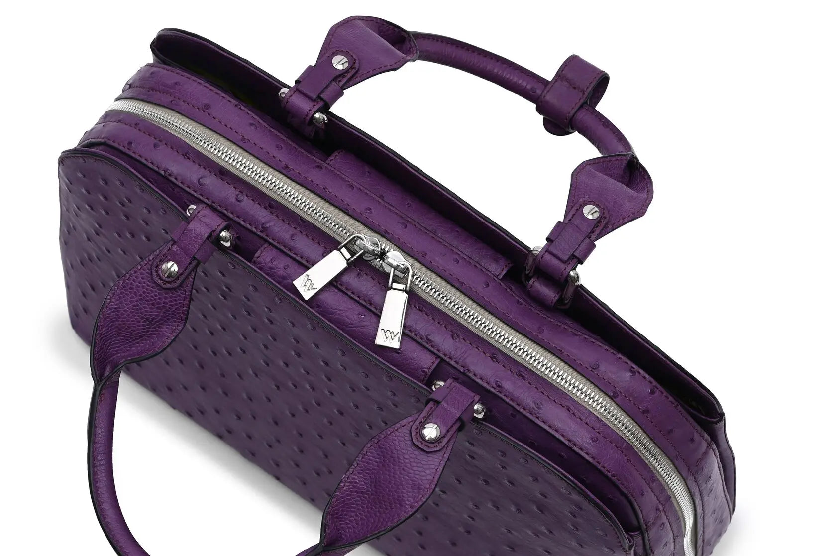 Purple Lexington Ostrich Quill Leather Business Bag Bellabags Bellabags