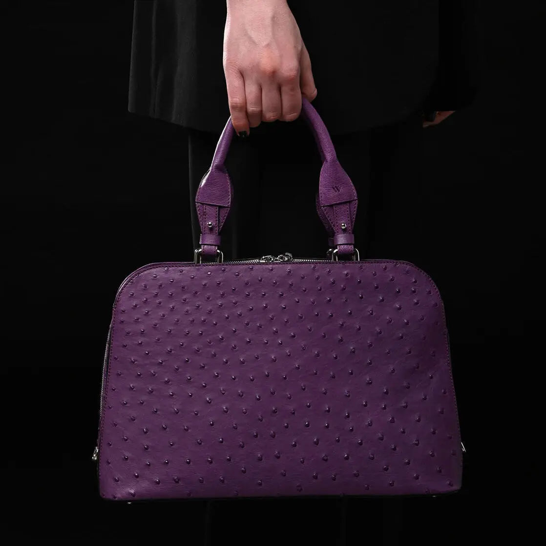 Purple Lexington Ostrich Quill Leather Business Bag Bellabags Bellabags