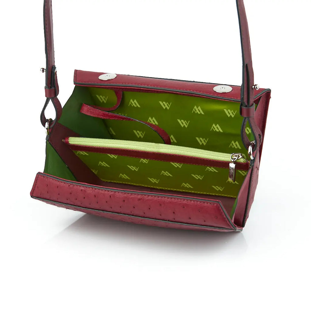 Red Lottie Ostrich Leather Crossbody Bag Bellabags Bellabags