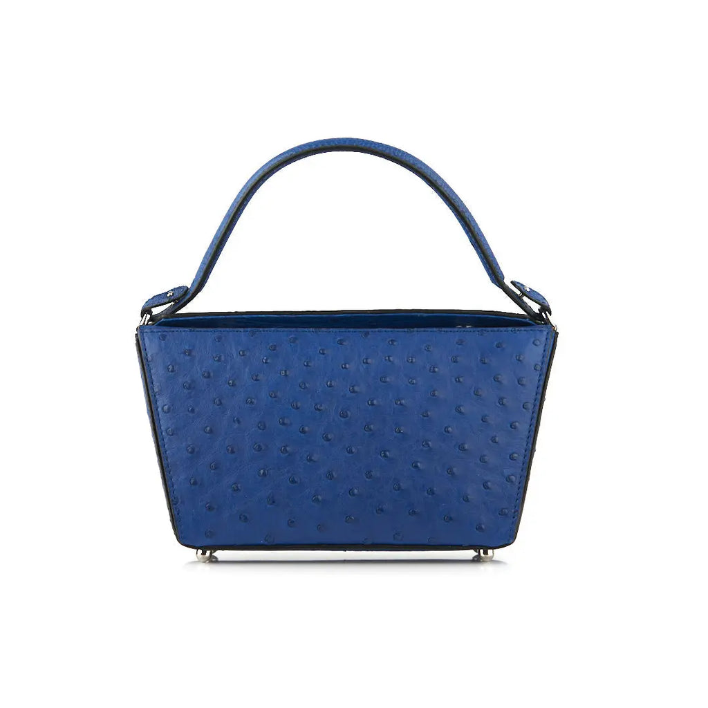 Blue Lottie Ostrich Quill Leather Crossbody Bag Bellabags Bellabags