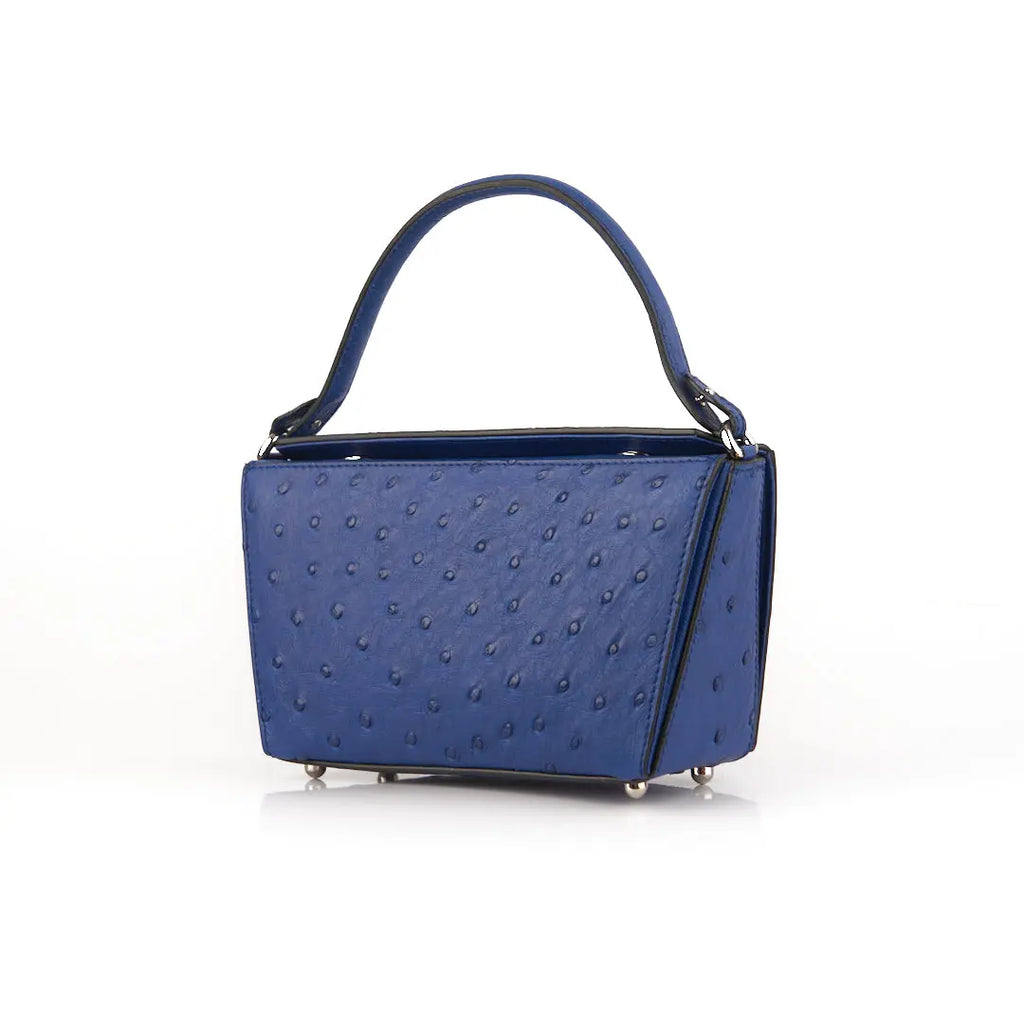 Blue Lottie Ostrich Quill Leather Crossbody Bag Bellabags Bellabags