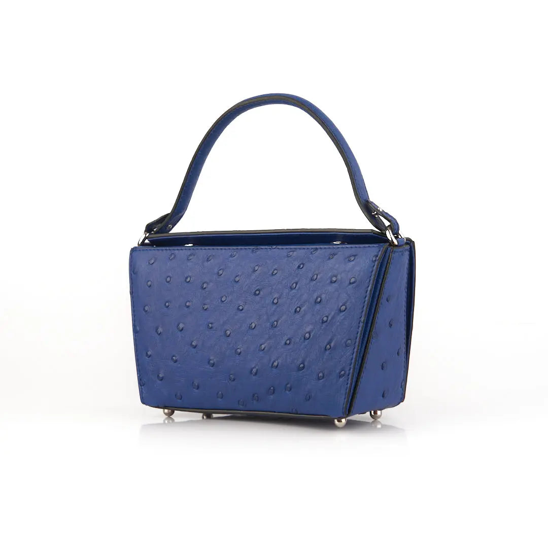 Blue Lottie Ostrich Quill Leather Crossbody Bag Bellabags Bellabags