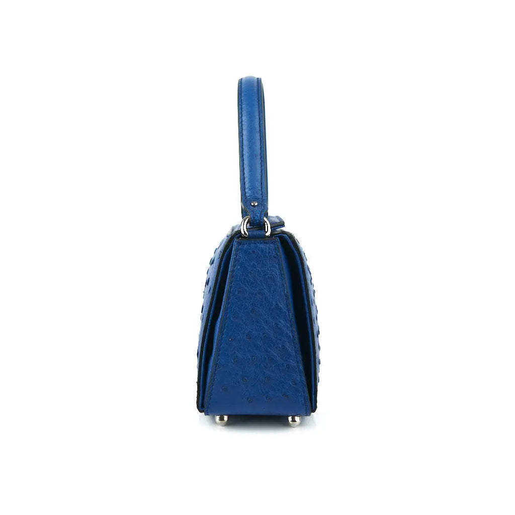 Blue Lottie Ostrich Quill Leather Crossbody Bag Bellabags Bellabags