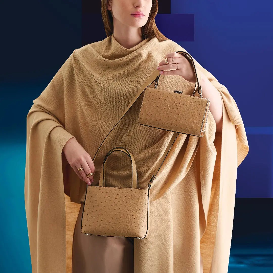 Red Lily Ostrich Leather Shoulder Bag Bellabags Bellabags