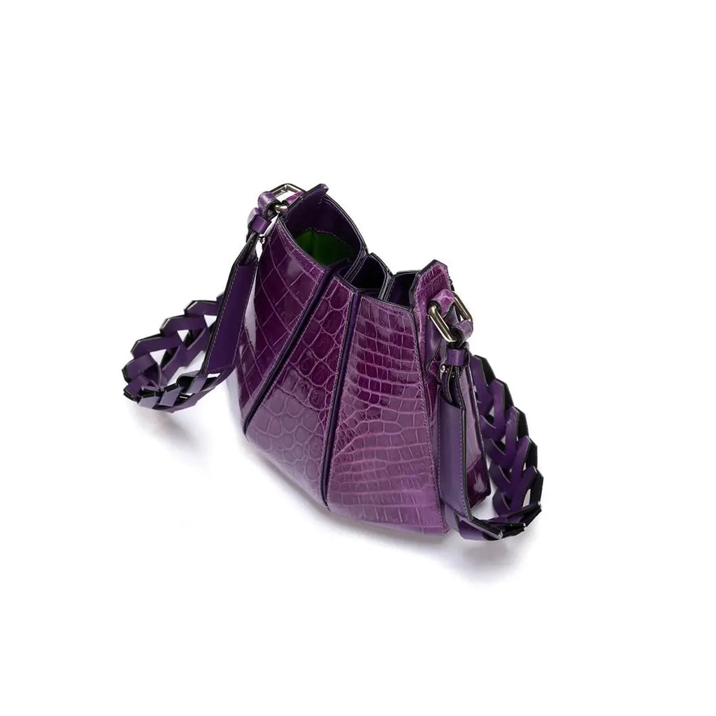 Purple Luna Crocodile Leather Shoulder Bag Bellabags Bellabags