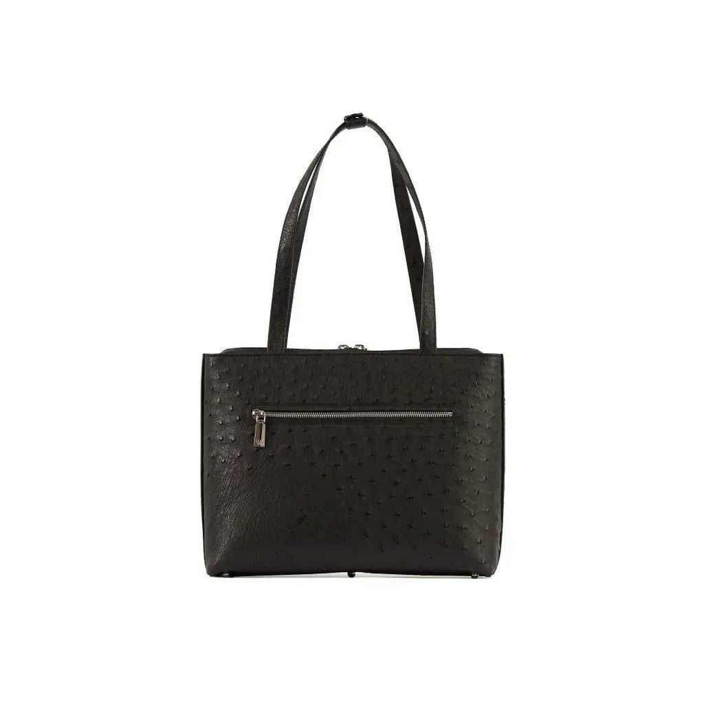 Black Lilibet Ostrich Leather Tote Bag Bellabags Bellabags