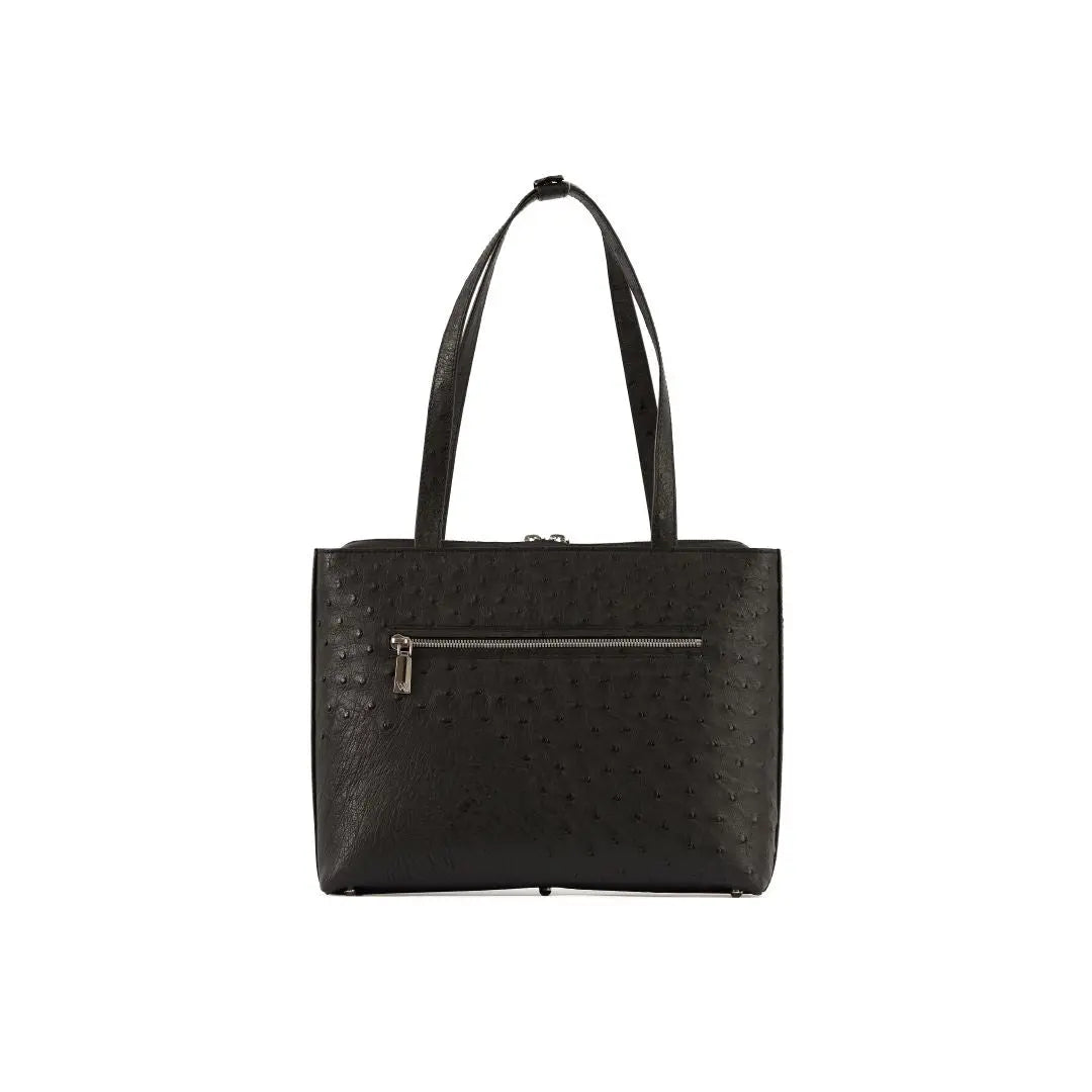 Black Lilibet Ostrich Leather Tote Bag Bellabags Bellabags