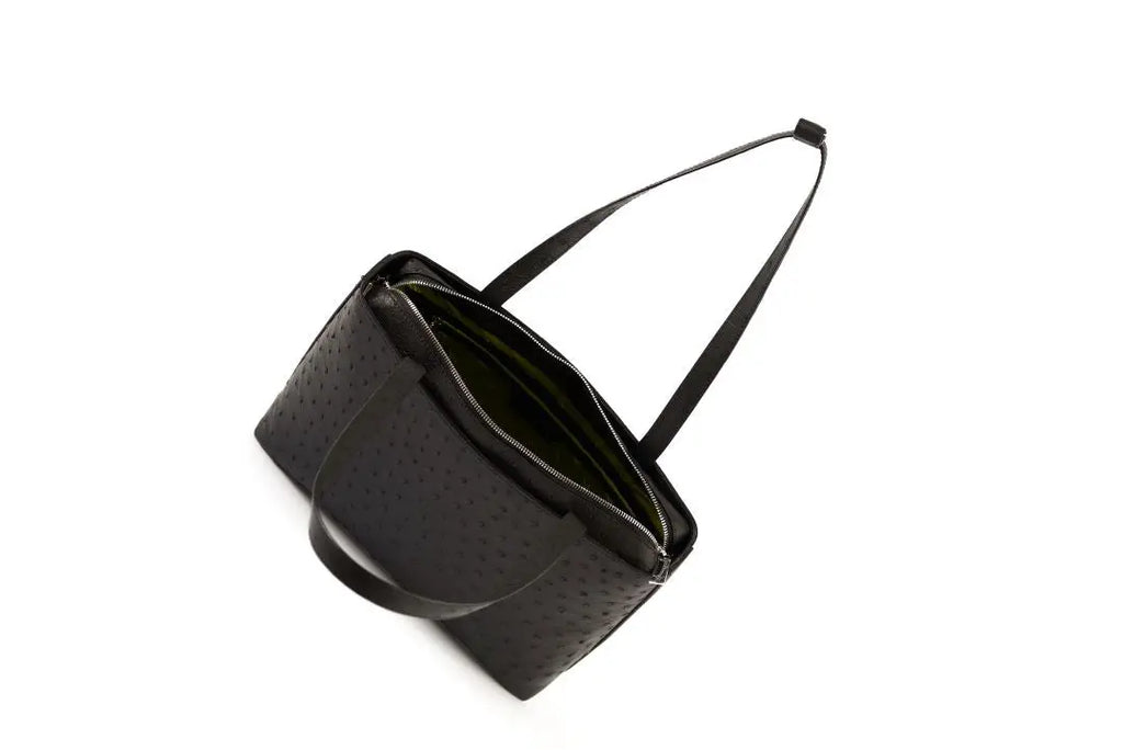 Black Lilibet Ostrich Leather Tote Bag Bellabags Bellabags
