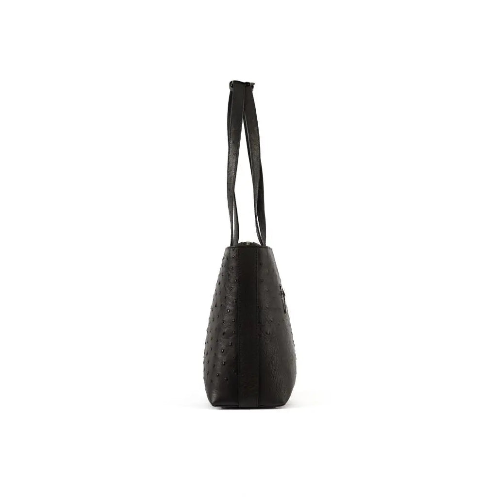 Black Lilibet Ostrich Leather Tote Bag Bellabags Bellabags