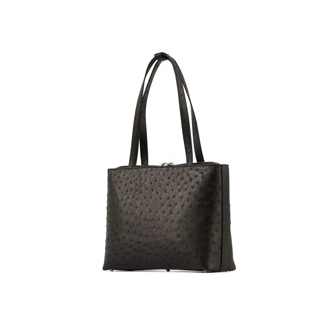 Black Lilibet Ostrich Leather Tote Bag Bellabags Bellabags