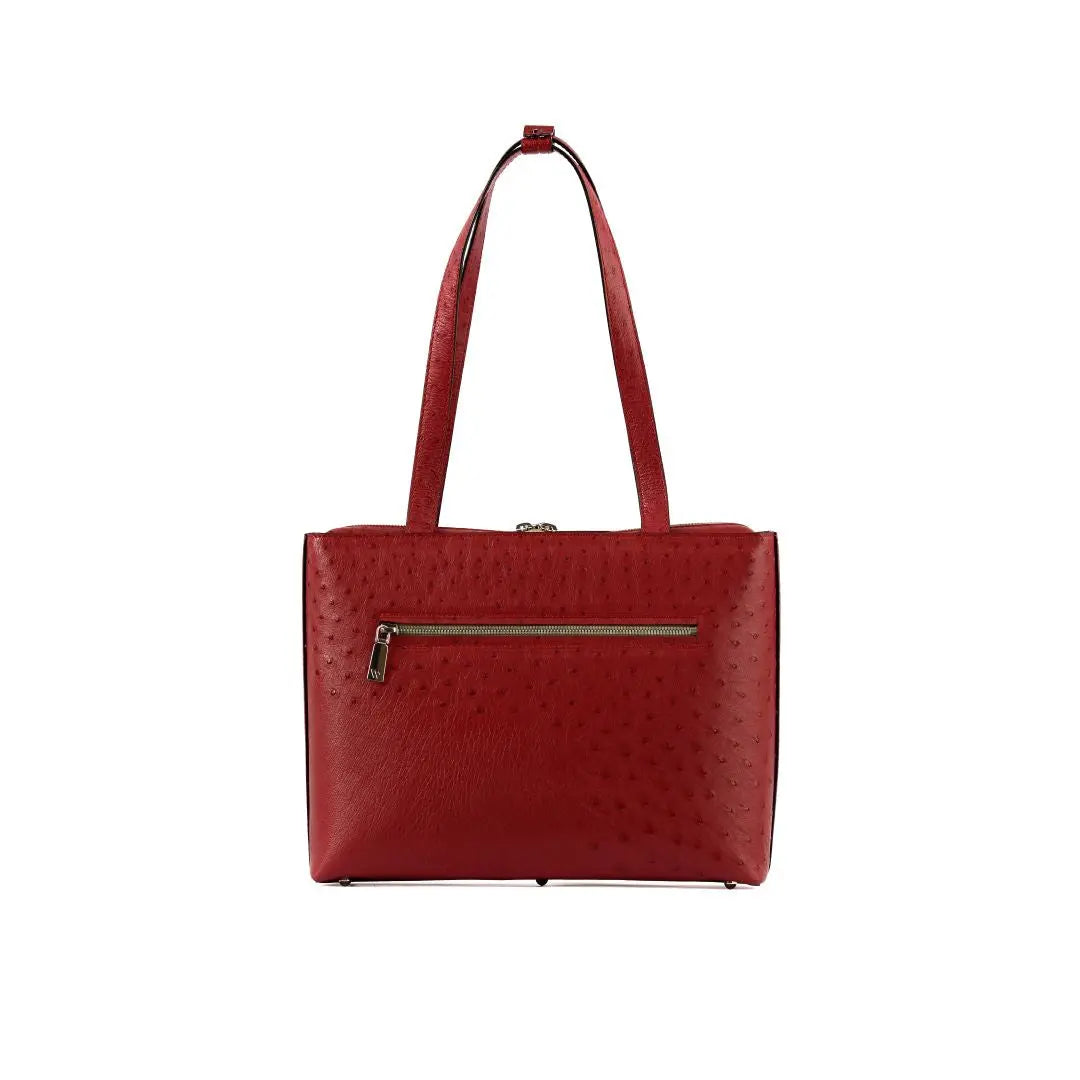 Red Lilibet Ostrich Leather Tote Bag Bellabags Bellabags