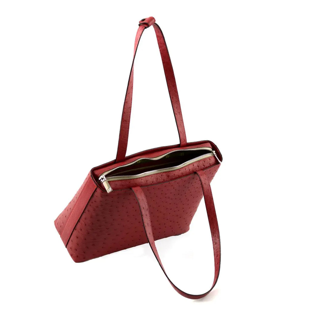 Red Lilibet Ostrich Leather Tote Bag Bellabags Bellabags