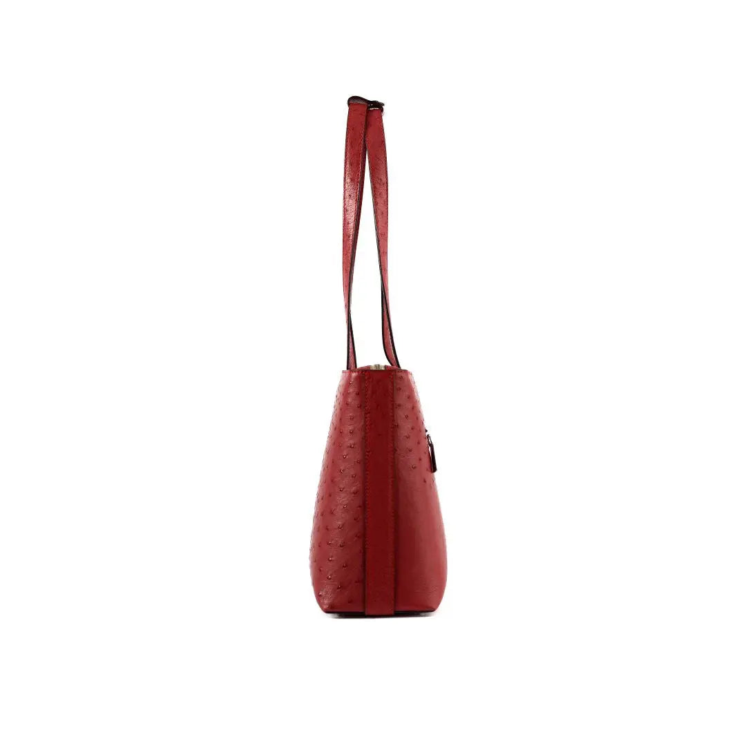 Red Lilibet Ostrich Leather Tote Bag Bellabags Bellabags