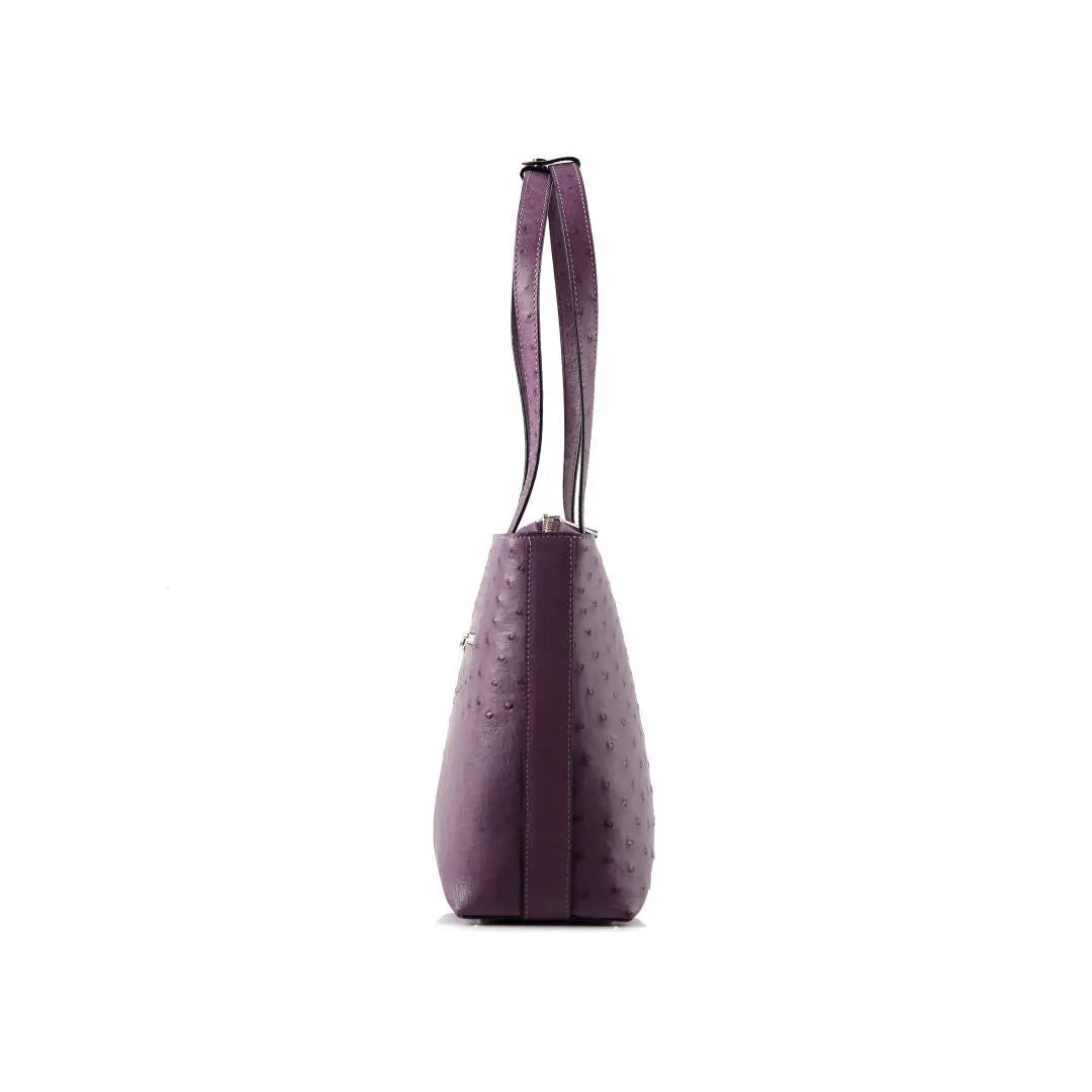 Purple Lilibet Ostrich Leather Tote Bag Bellabags Bellabags
