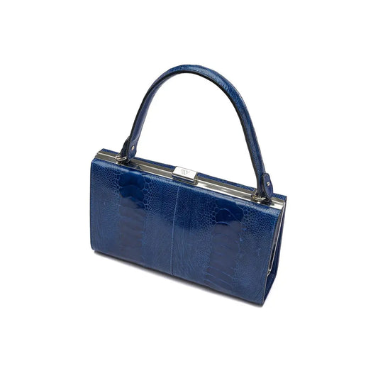 Blue Libby Ostrich Leather Evening Bag Bellabags Bellabags