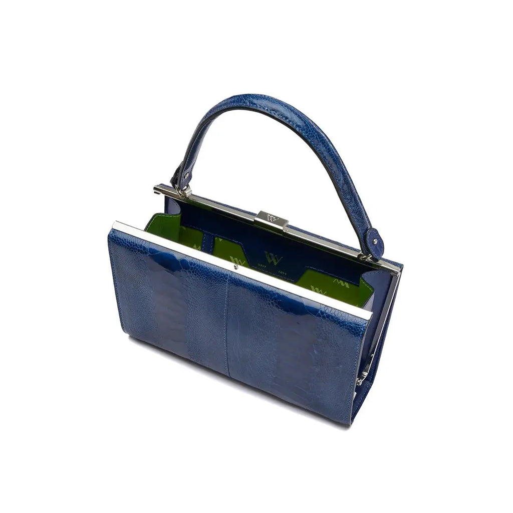 Blue Libby Ostrich Leather Evening Bag Bellabags Bellabags