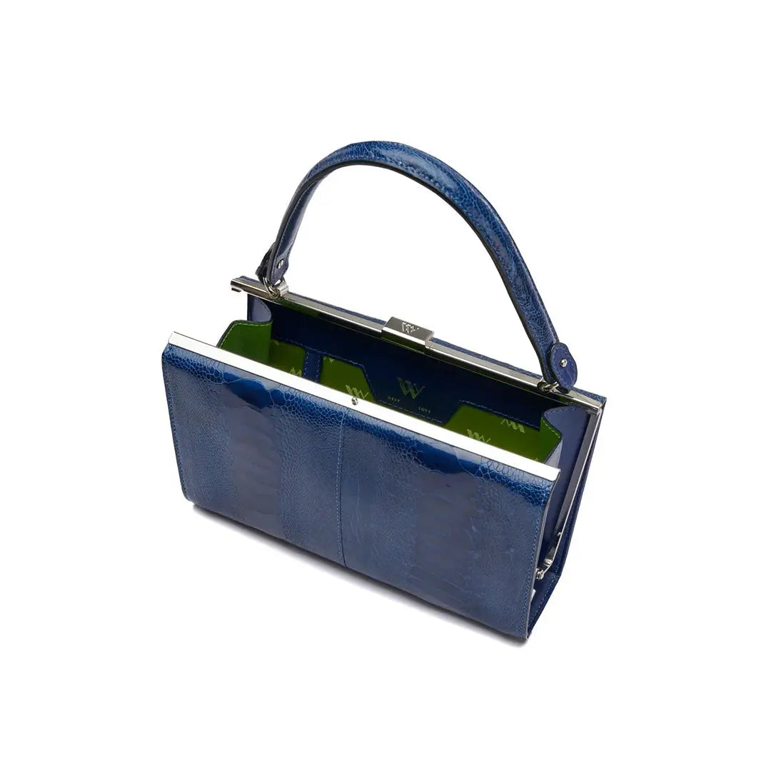 Blue Libby Ostrich Leather Evening Bag Bellabags Bellabags