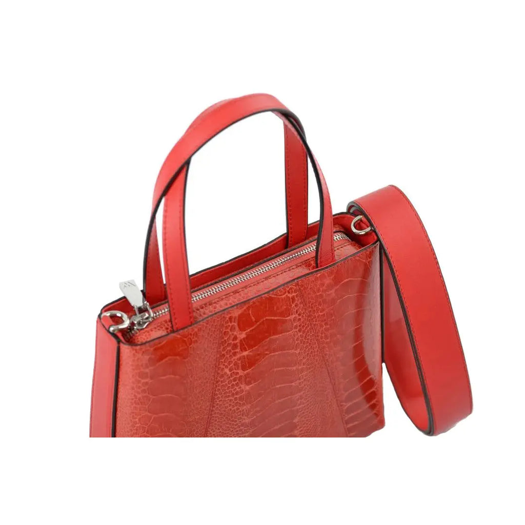 Red Lily Ostrich Leather Shoulder Bag Bellabags Bellabags