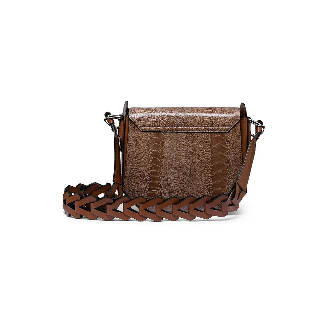 Brown Lia Ostrich Leather Shoulder Bag Bellabags Bellabags