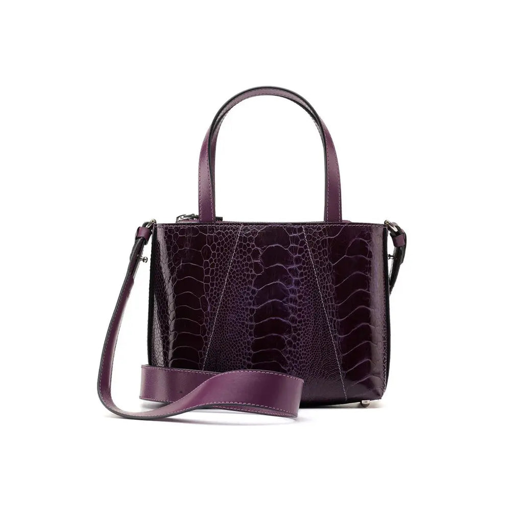 Purple Lily Ostrich Leg Leather Shoulder Bag Bellabags Bellabags