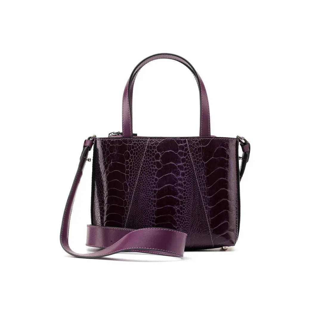 Purple Lily Ostrich Leg Leather Shoulder Bag Bellabags Bellabags