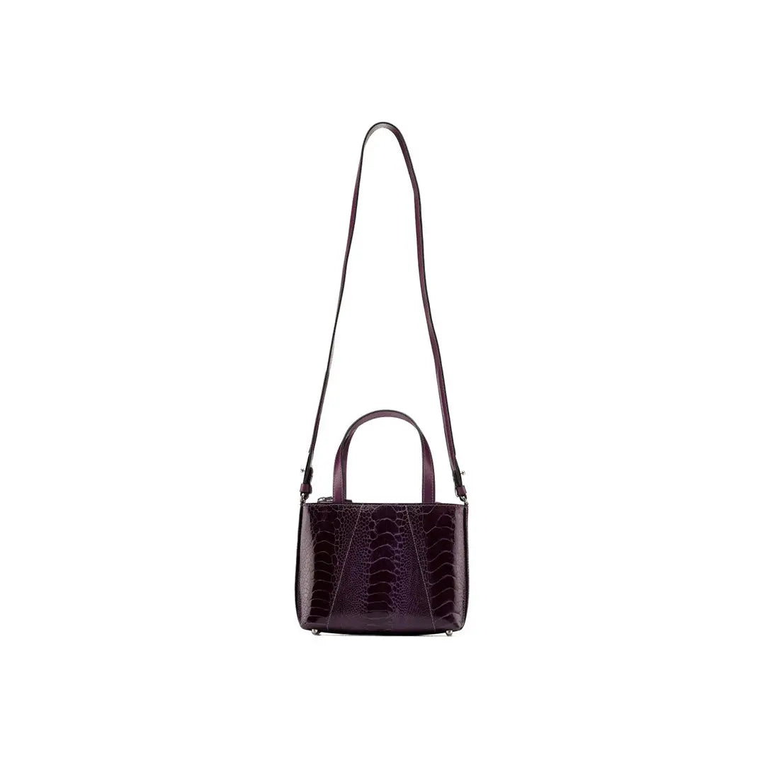 Purple Lily Ostrich Leg Leather Shoulder Bag Bellabags Bellabags