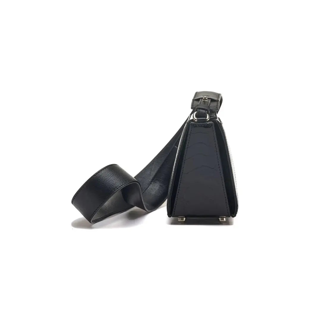 Black Lottie Ostrich Leather Crossbody Bag Bellabags Bellabags