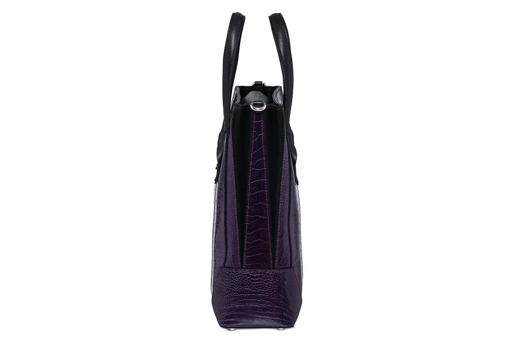 Purple Lola Ostrich Leather Top Handle Bag Bellabags Bellabags