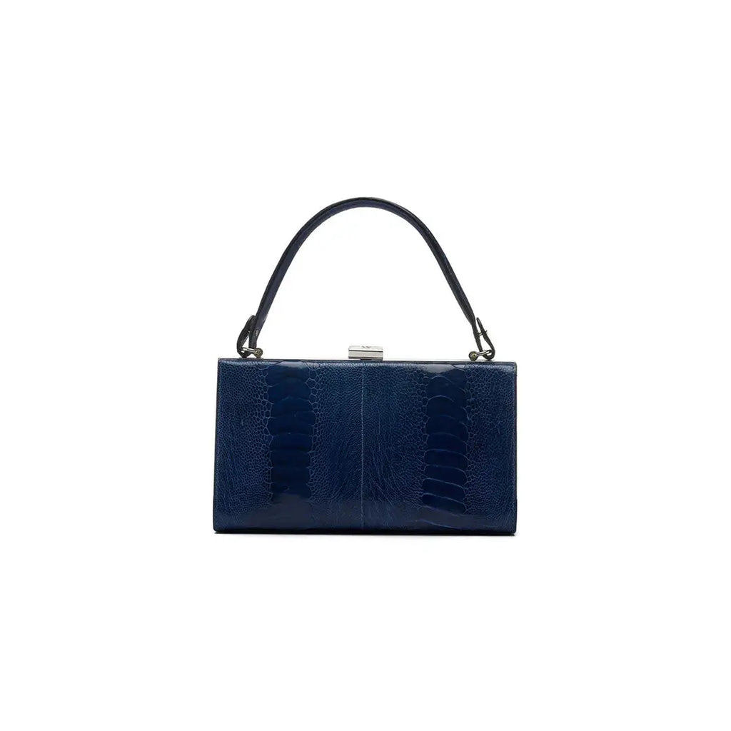 Blue Libby Ostrich Leather Evening Bag Bellabags Bellabags