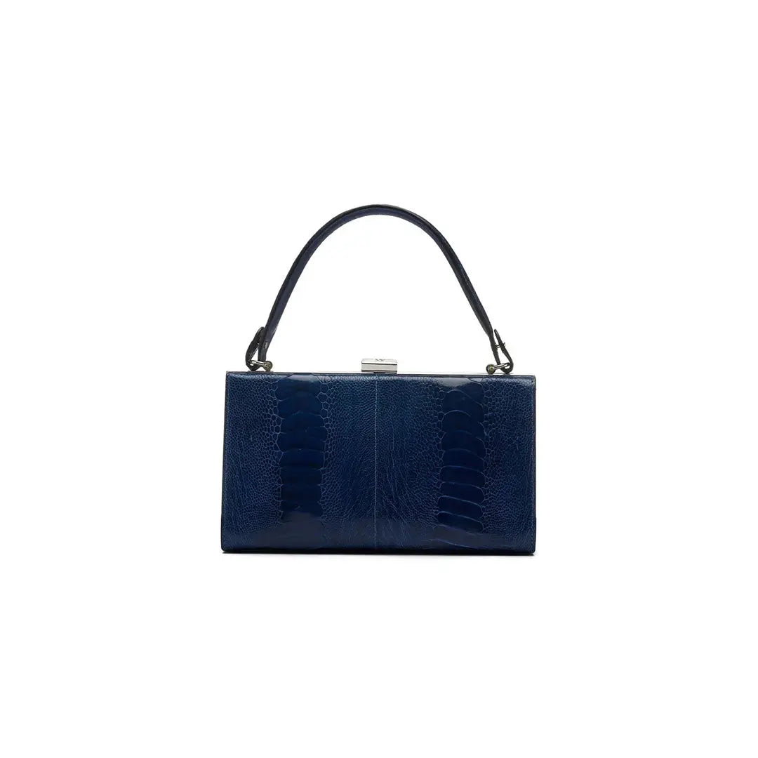 Blue Libby Ostrich Leather Evening Bag Bellabags Bellabags