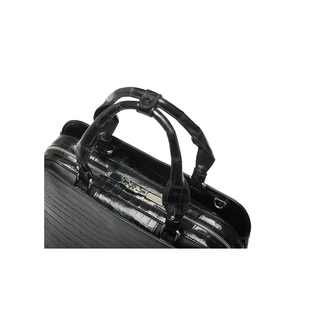 Black Lexington Crocodile Leather Business Bag Bellabags Bellabags