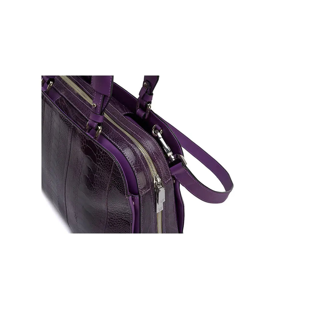 Purple Lexington Ostrich Leg Leather Business Bag Bellabags Bellabags