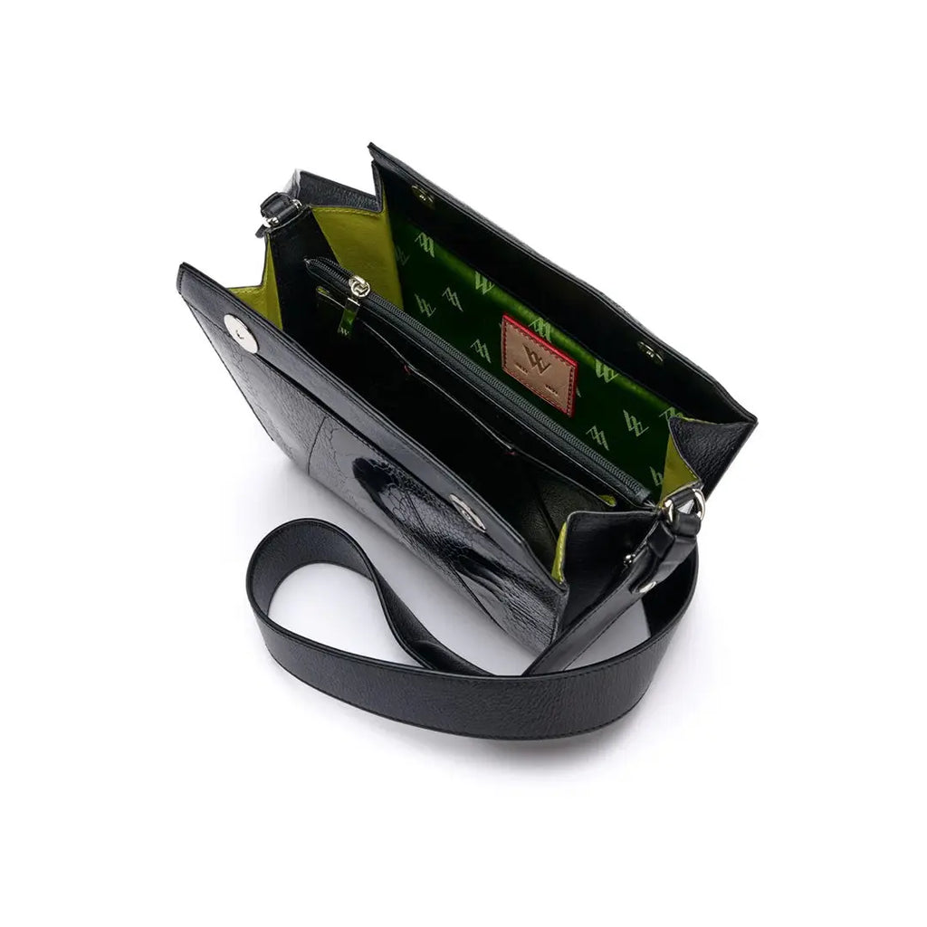 Black Lottie Ostrich Leather Crossbody Bag Bellabags Bellabags