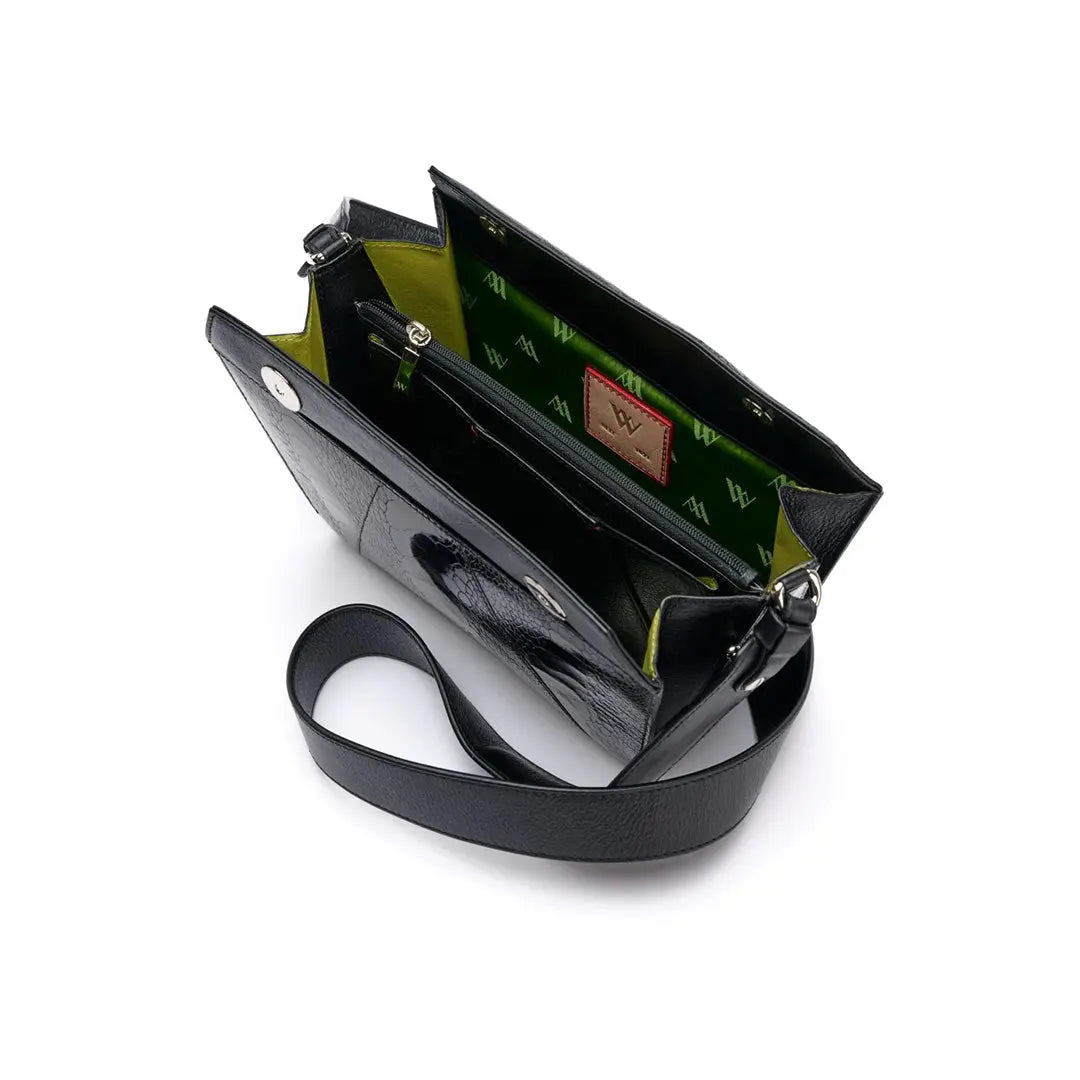 Black Lottie Ostrich Leather Crossbody Bag Bellabags Bellabags