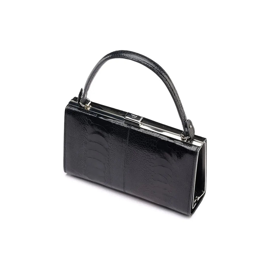 Black Libby Ostrich Leather Evening Bag Bellabags Bellabags