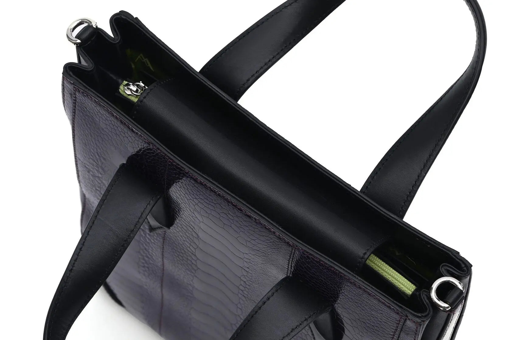 Purple Lola Ostrich Leather Top Handle Bag Bellabags Bellabags