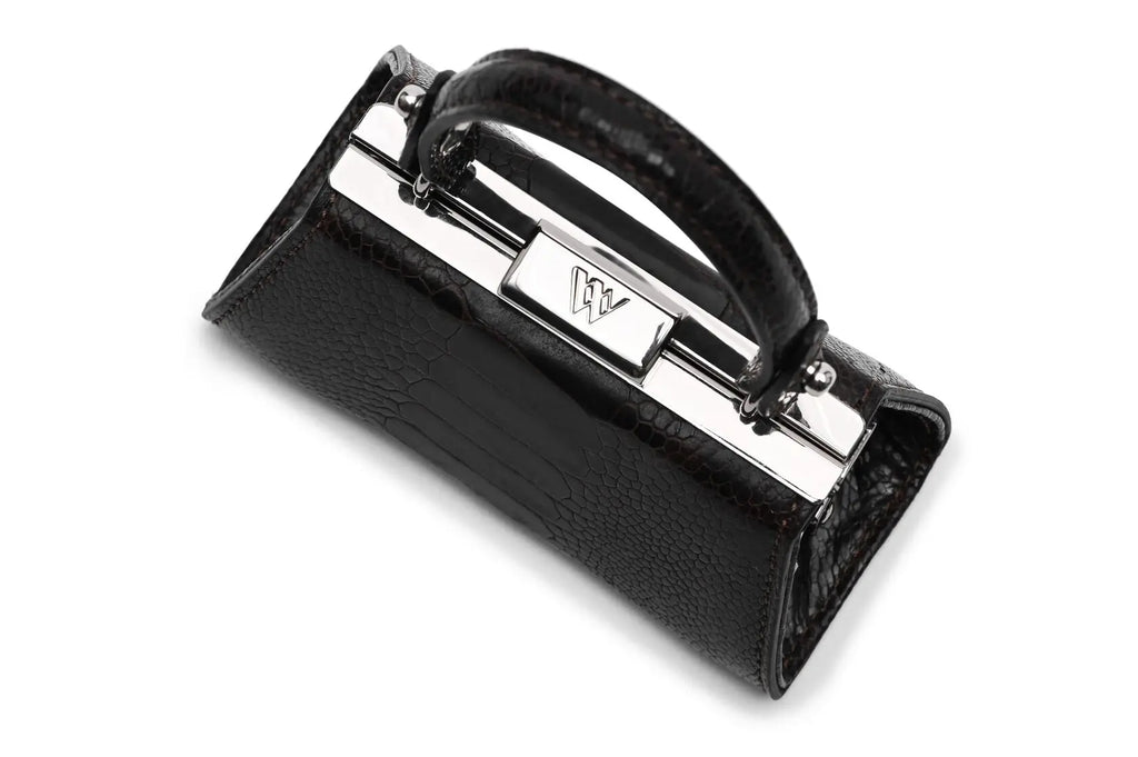 Black Nevada Ostrich Leather Micro Bag Bellabags Bellabags