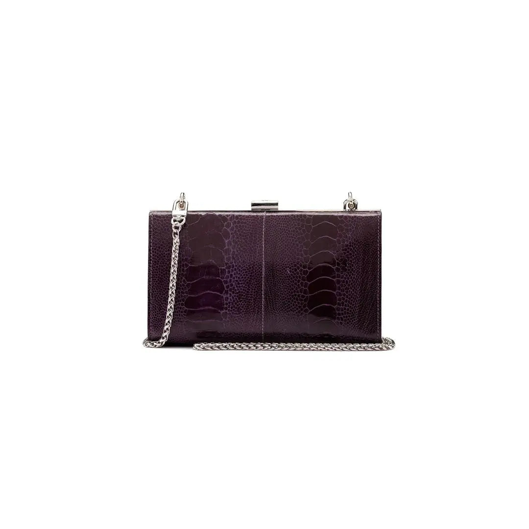 Purple Libby Ostrich Leather Evening Bag Bellabags Bellabags