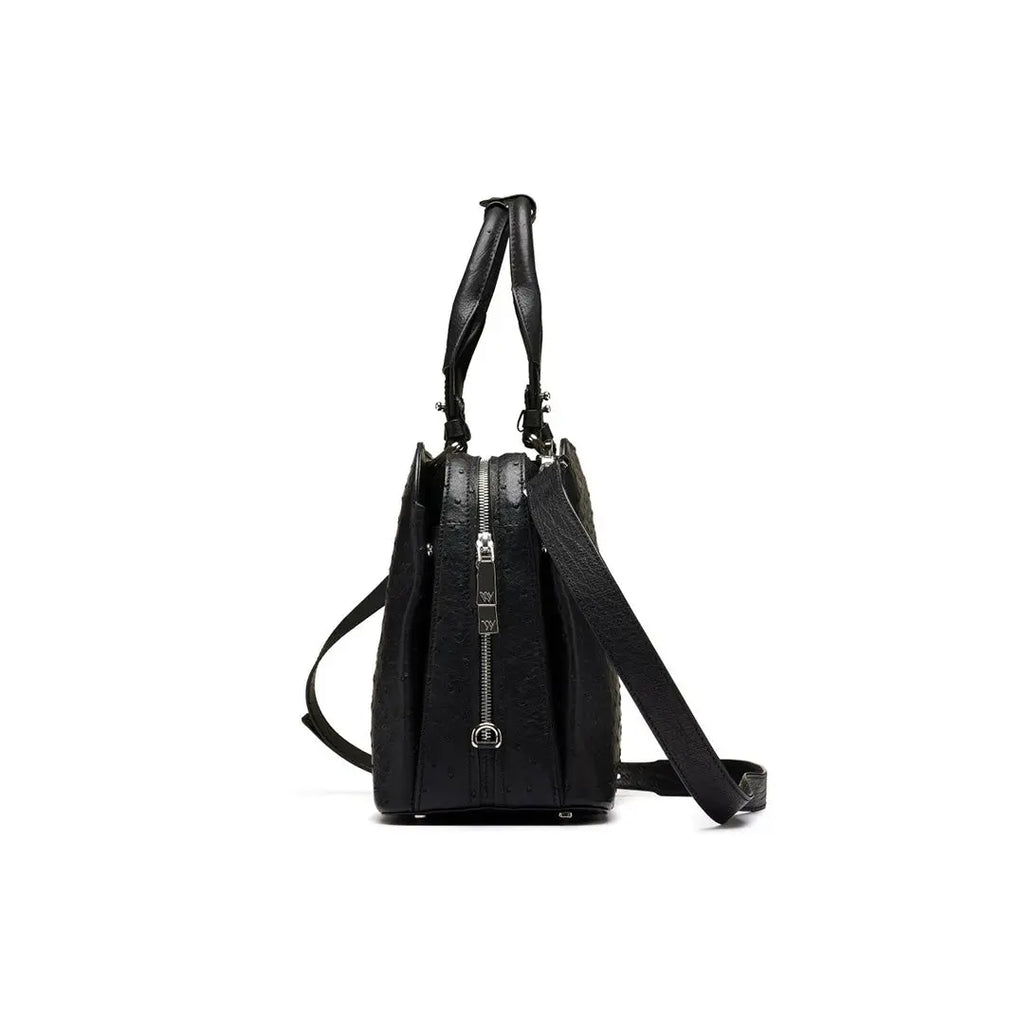 Black Lexington Ostrich Quill Leather Business Bag Bellabags Bellabags