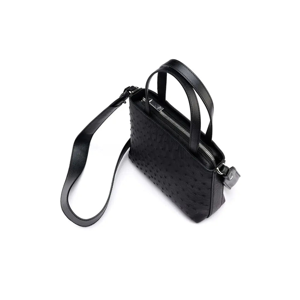 Black Lily Ostrich Quill Leather Shoulder Bag Bellabags Bellabags