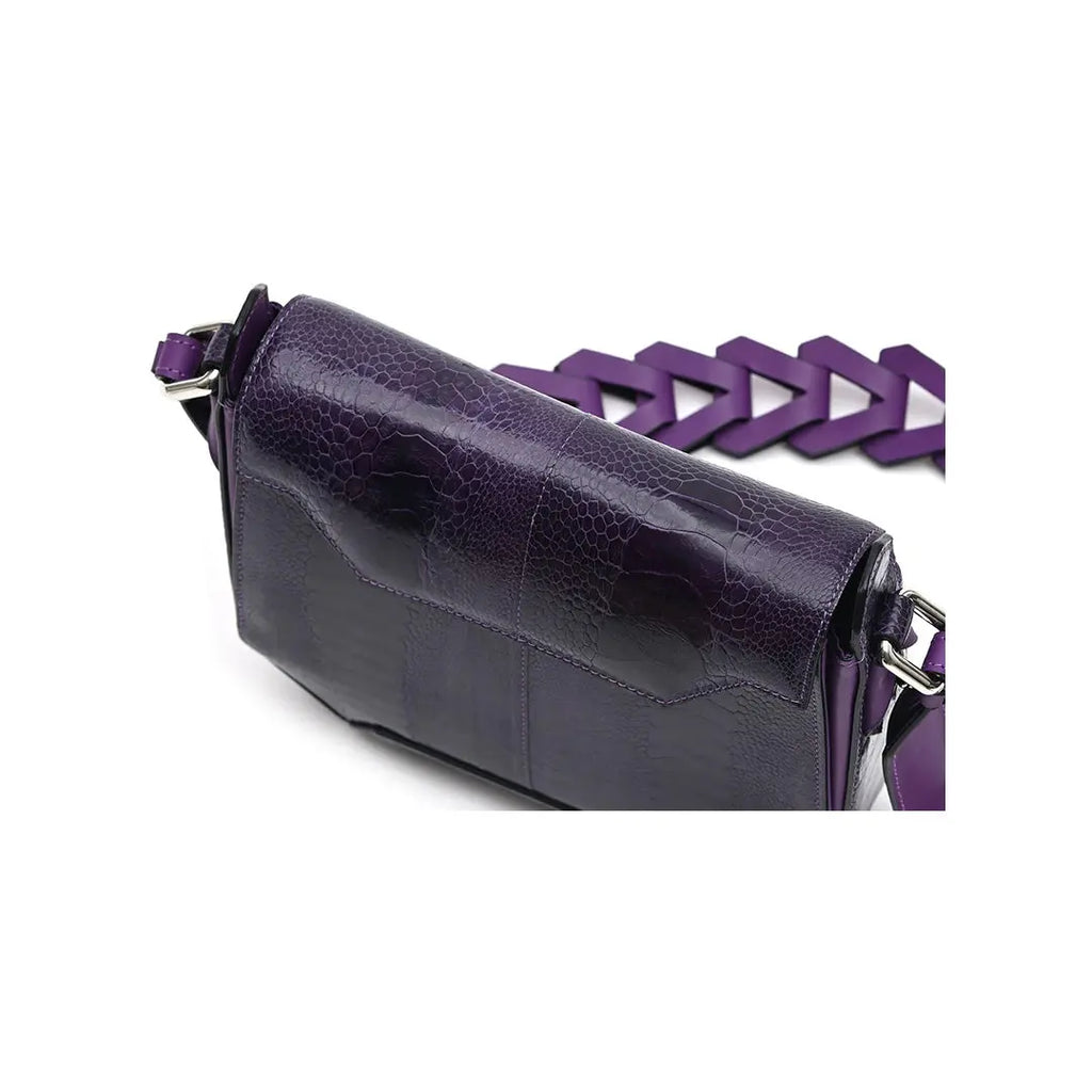 Purple Lia Ostrich Leather Shoulder Bag Bellabags Bellabags