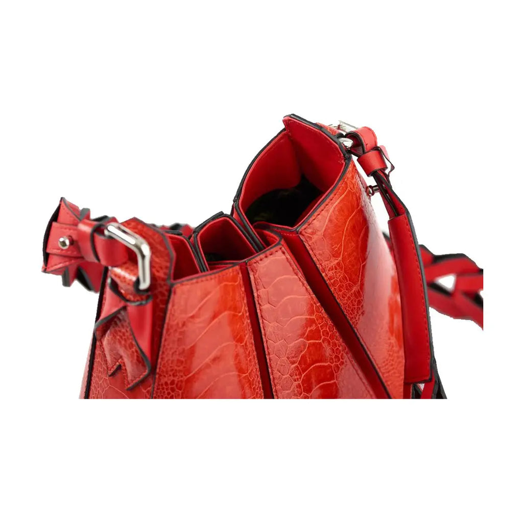 Red Luna Ostrich Leather Shoulder Bag Bellabags Bellabags