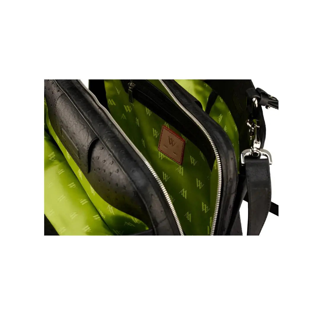 Black Lexington Ostrich Quill Leather Business Bag Bellabags Bellabags