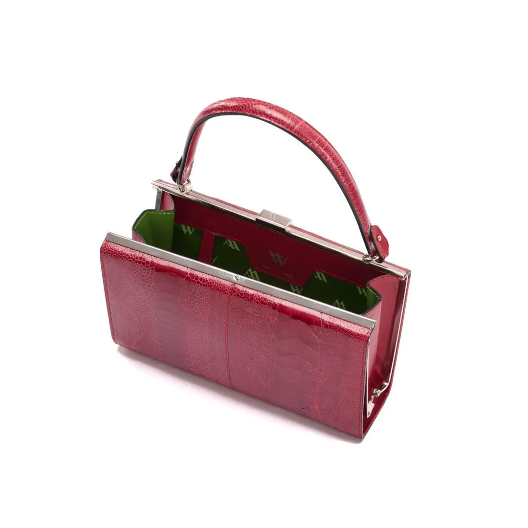 Red Libby Ostrich Leather Evening Bag Bellabags Bellabags
