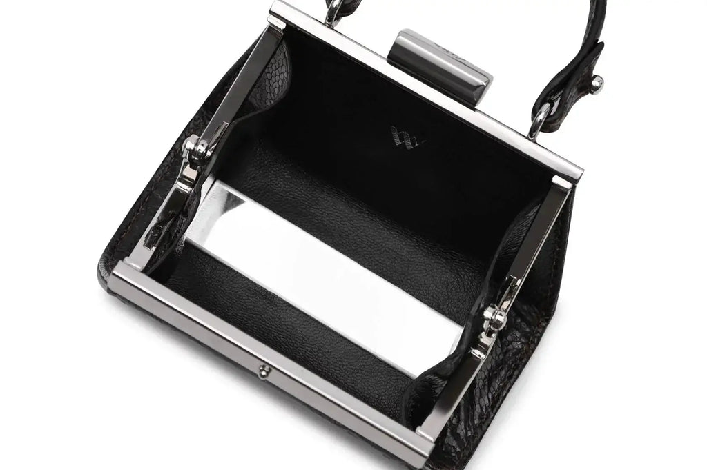 Black Nevada Ostrich Leather Micro Bag Bellabags Bellabags